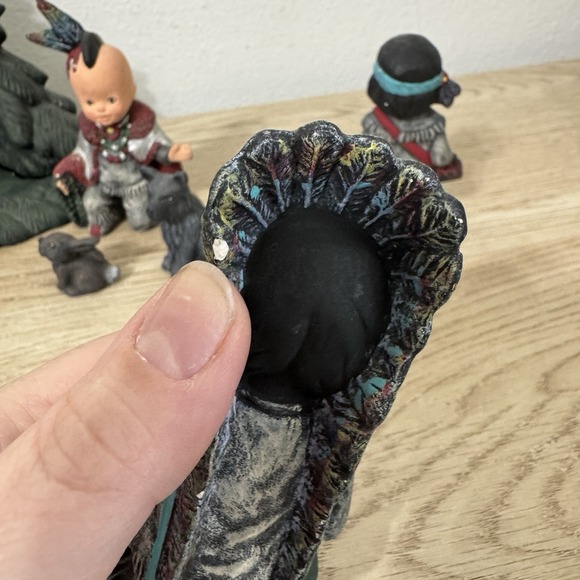 Native American Nativity Scene Kimple Hand Painted Ceramic 13 Pieces‎ Vintage - Picture 6 of 16